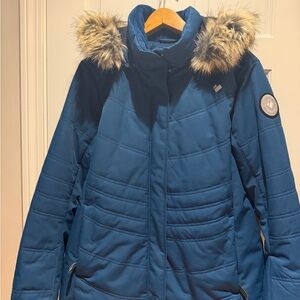 Obermeyer Blue Ski & Snow Jacket with Fur Trim